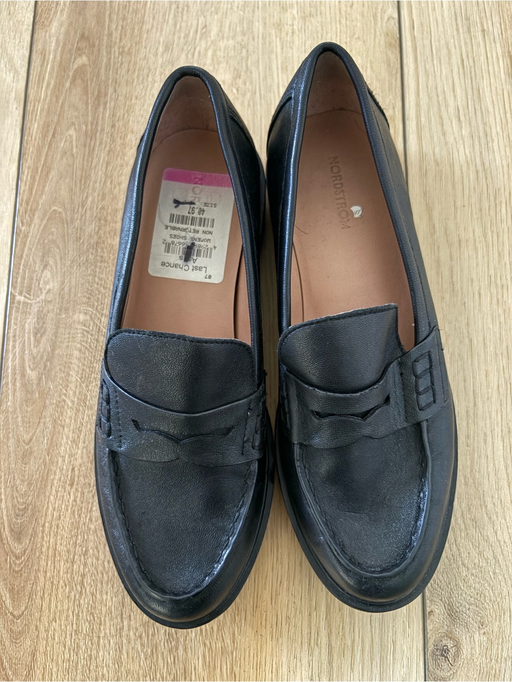Nordstrom Black Leather Penny Loafers
